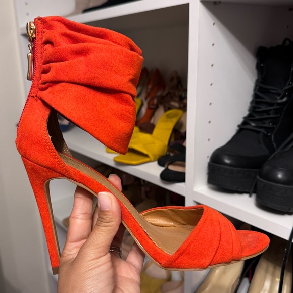 NY & Co Red Open Toe Heeled Sandals - Picture 2 of 4